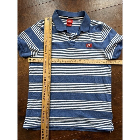 Nike Blue/White Strip Logo Polo Size Mens L - Picture 3 of 4